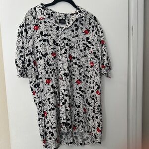 Disney Mickey Mouse Button UP Shirt in Black, White, and Red